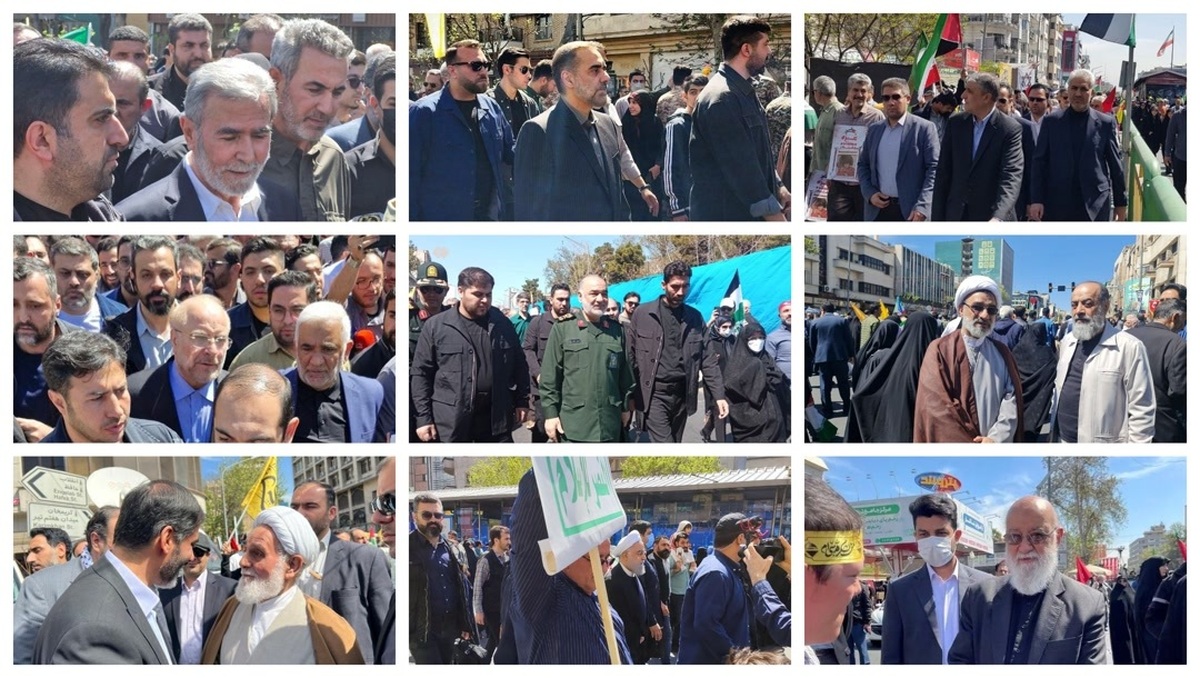 حضور شخصیت‌های کشوری و لشکری در راهپیمایی روز قدس در تهران