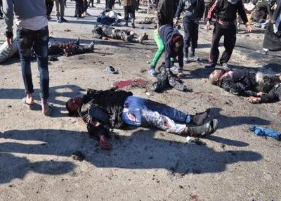 به خاک و خون کشيدن زائران حسيني در ناصريه عراق