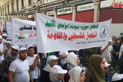 تظاهرات گسترده مردم دمشق در حمایت از فلسطین