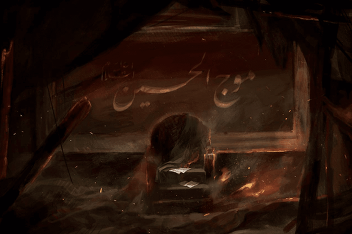 نقاشی روح‌الامین برای حسینیه‌ای که در آتش سوخت