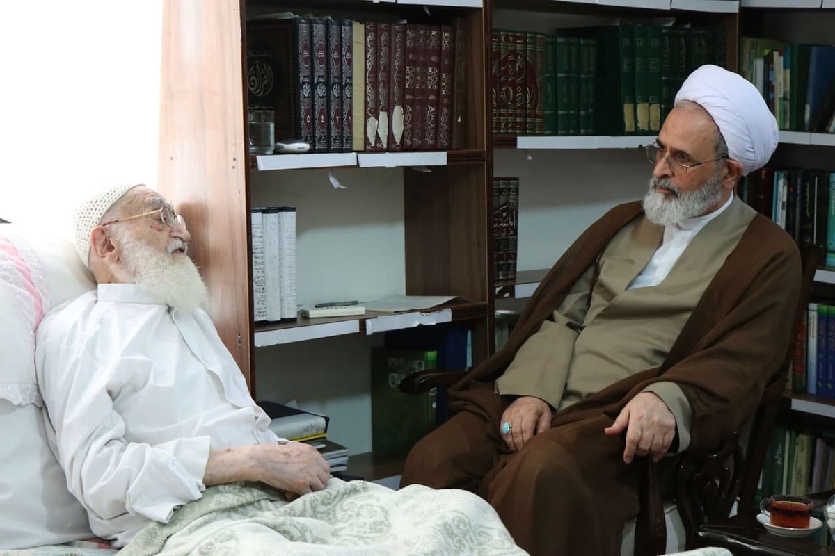عیادت مدیر حوزههای علمیه از آیت الله نوری همدانی