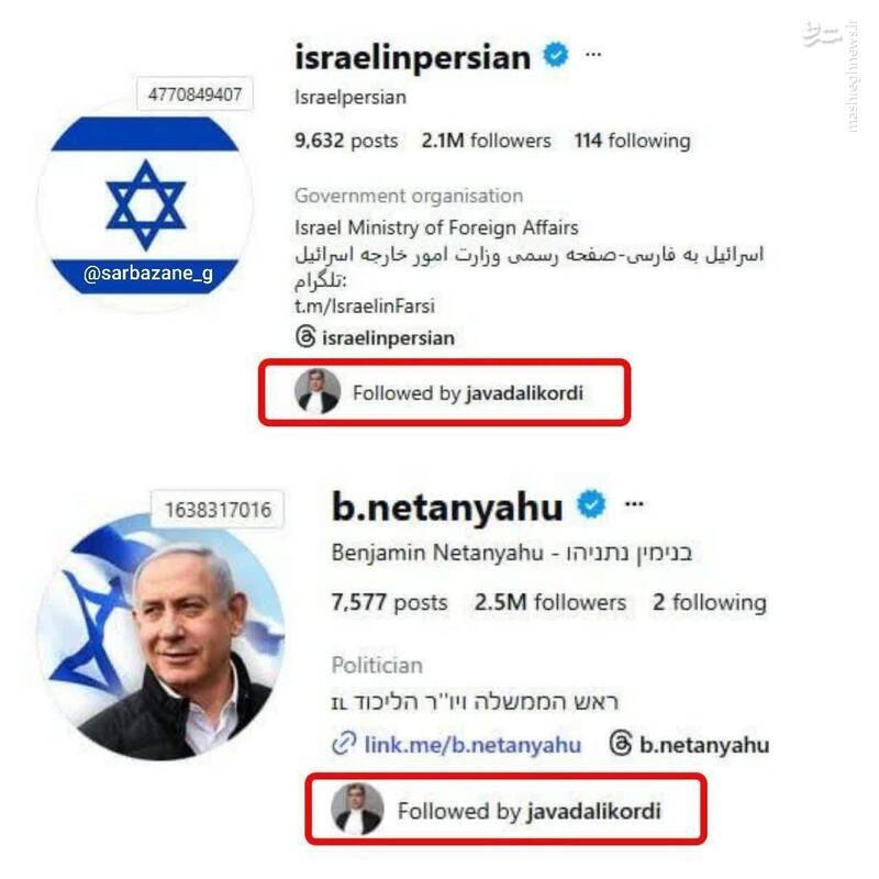 لیدر تحرکات مشهد فالوور نتانیاهو از آب درآمد! لیدر تحرکات مشهد فالوور نتانیاهو از آب درآمد!