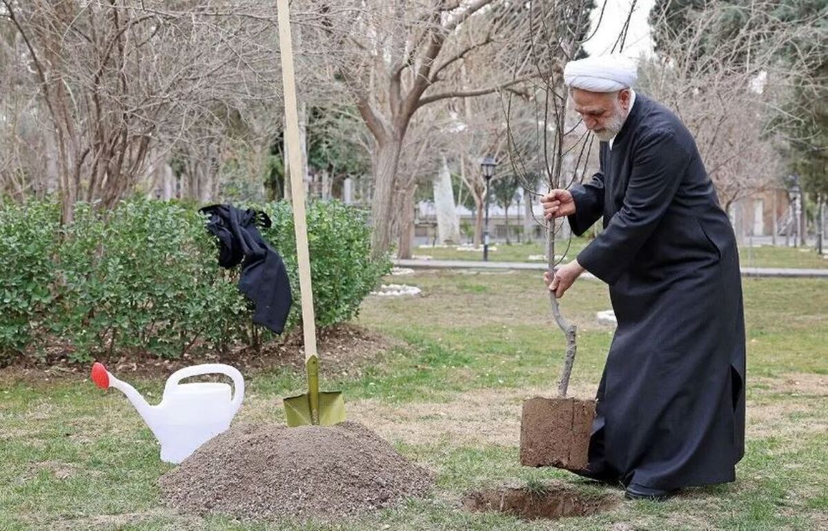 حجت‌الاسلام والمسلمین محسنی اژه‌ای، یک اصله نهال غرس کرد