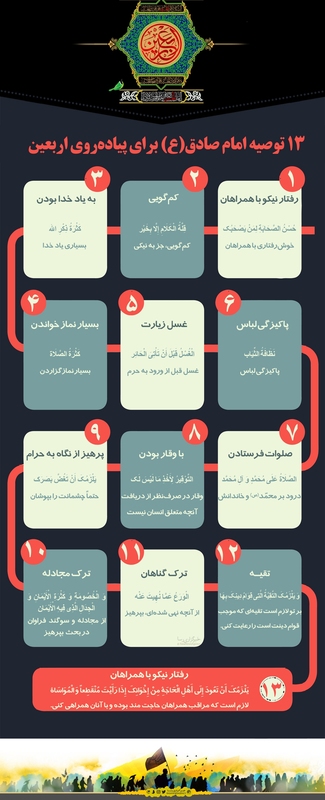 اطلاع نگاشت | ۱۳ توصیه امام صادق برای پیاده روی اربعین