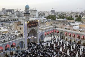 آیین اذن عزا و تعویض پرچم حرم مطهر رضوی در آغاز ماه محرم