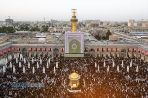 آیین اذن عزا و تعویض پرچم حرم مطهر رضوی در آغاز ماه محرم