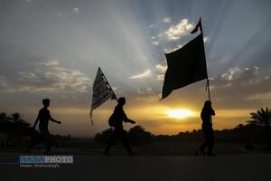 پیاده روی زائران اربعین حسین (ع) در طریق العلما
