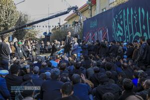 دسته عزاداری روز شهادت حضرت زهرا (سلام‎‌الله‌علیها) با حضور حضرت آیت الله وحید خراسانی