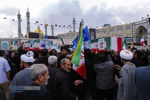 تشییع ۱۲ شهید حملات آمریکایی صهیونیستی به قم