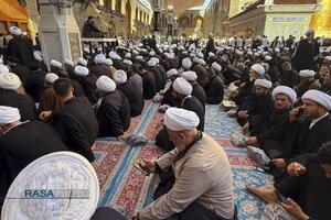 حضور گسترده علماء حوزه علمیه نجف اشرف در مراسم تشییع رهبر شهید انقلاب