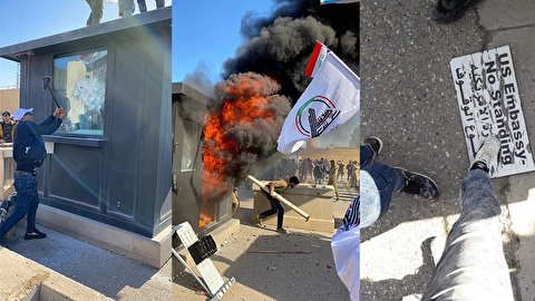 امریکی سفارتخانے پر عراقی نوجوانوں کی چڑھائی